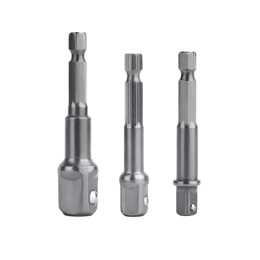 3pcs Impact Chrome Vanadium Steel Socket Adapter Shank 1/4