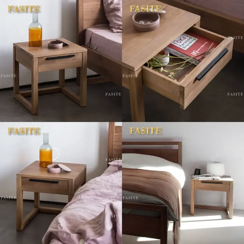 For Imported Teak Furniture Pure Solid Wood Bedside Table Small Exquisite Household Bedroom Antique Style