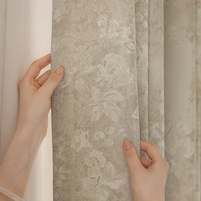 Chenille Living Room Curtains Thermal 85-95% Blackout Curtains for Bedroom Customize Size Accept Room Curtains