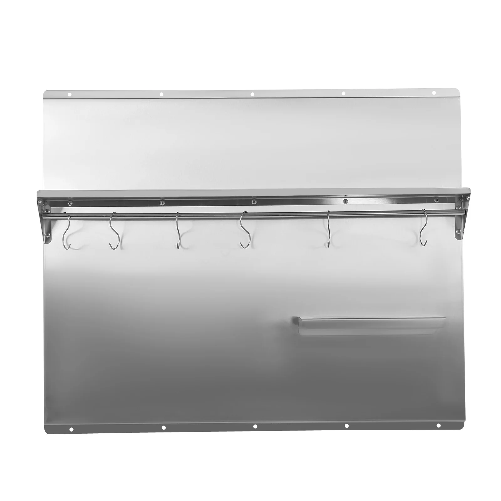 Rak Dinding Baja Tahan Karat dengan Backsplash Kisaran, Kapasitas Beban 30Kg, 6 Kait, Rak Pisau, Palang Silang untuk Dapur Efisien