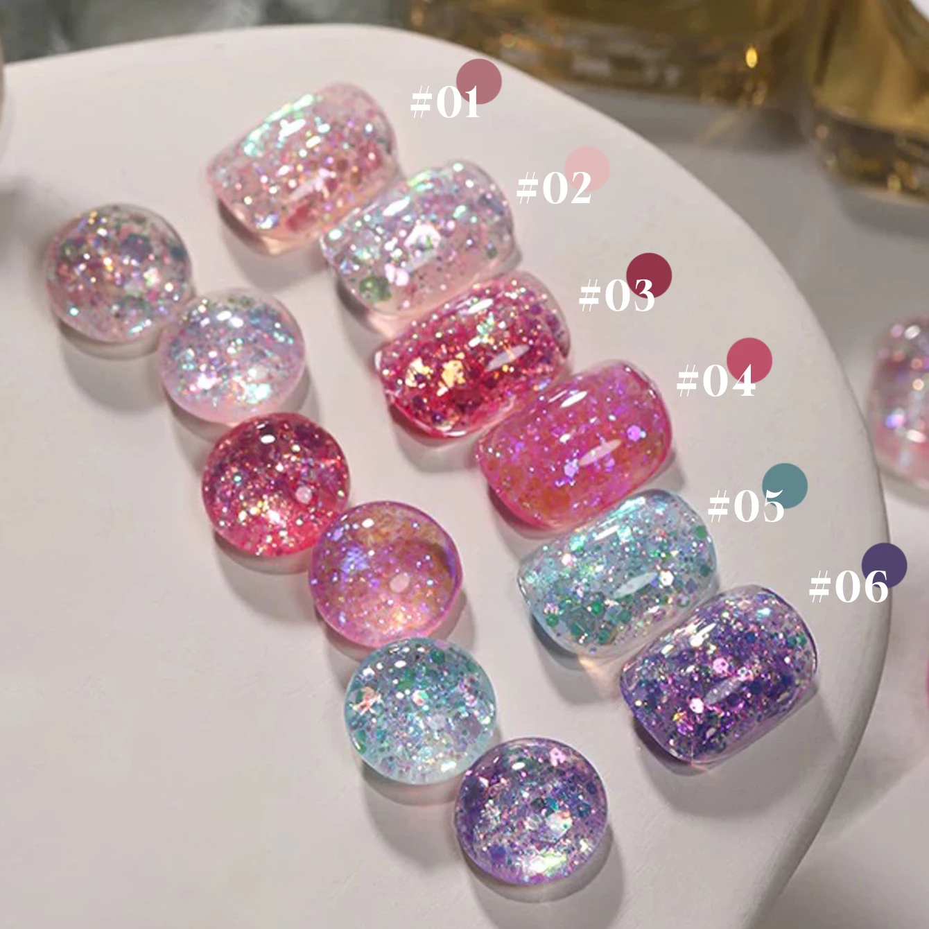 1-6PCS 12ML Deer Crash Series Sequin Gel Nail Polish 2026 Popular Whitening Flashing Colorful Nail Polish Nail Art Supplies