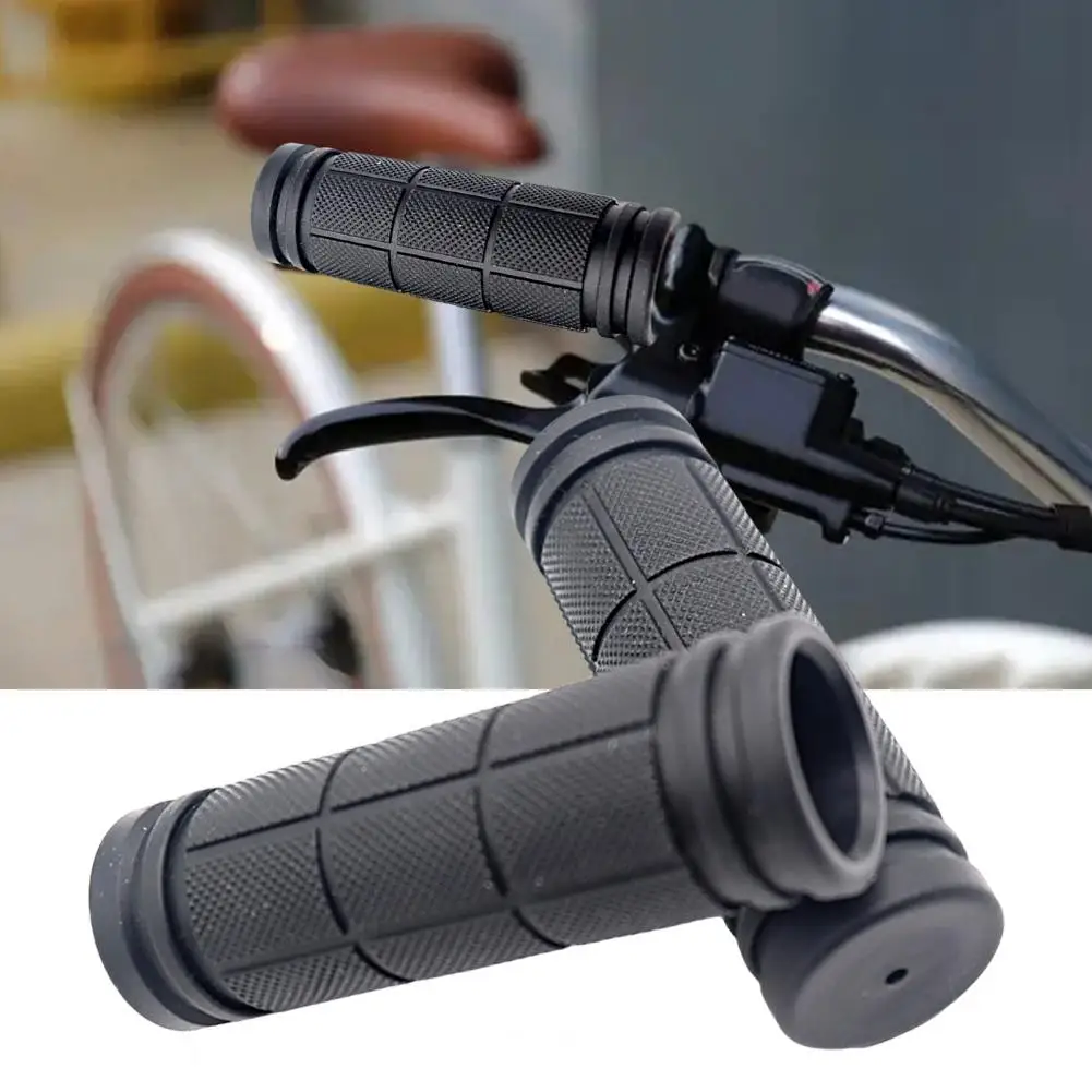 Black Bike Handlebar Sleeves Grips One-sided Locking Rubber Dustproof Bicycle Cycling Handle Bar Grips Replacement Parts