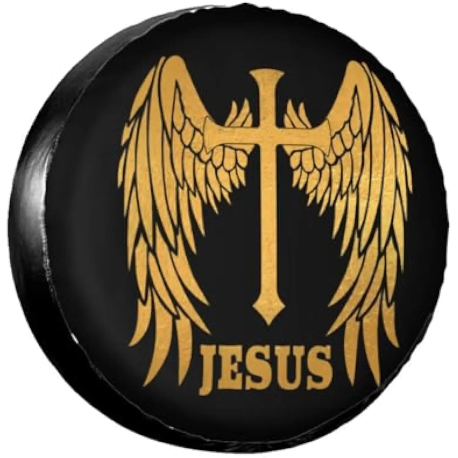 

Christian Jesus Wings Cross Spare Tire Cover Waterproof Universal Wheel Protector Cover