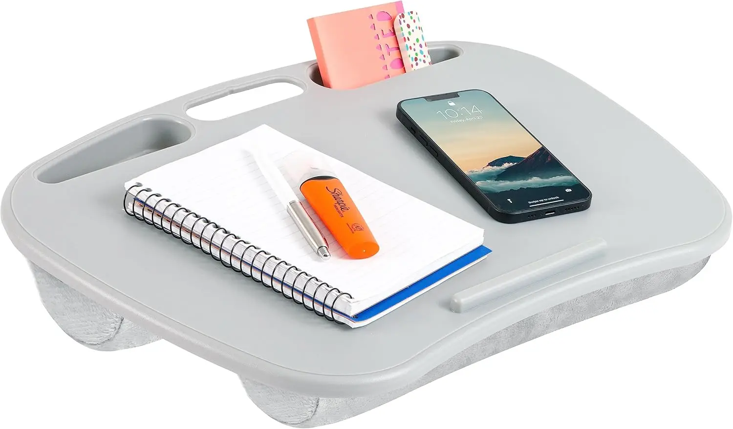 

Lap Desk with Device Ledge & Phone Holder, Fits 15.6" Laptops, Cool Gray, Lightweight & Portable