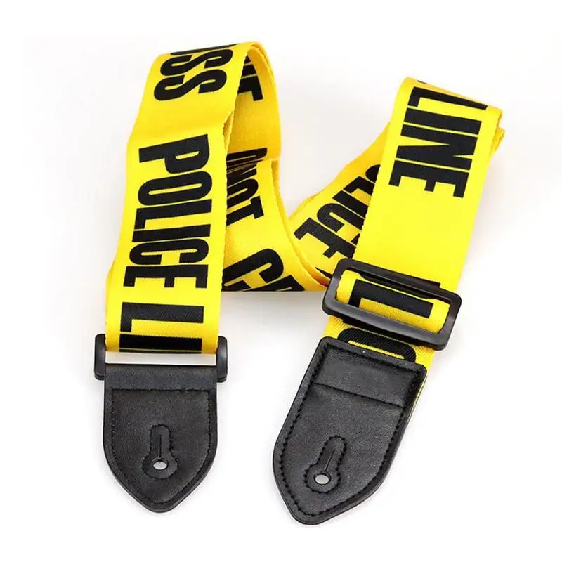 Yellow Adjustable Polyester Guitar Belt Guitar Strap with PU Leather Ends for Electric Bass Guitar Parts Accessories