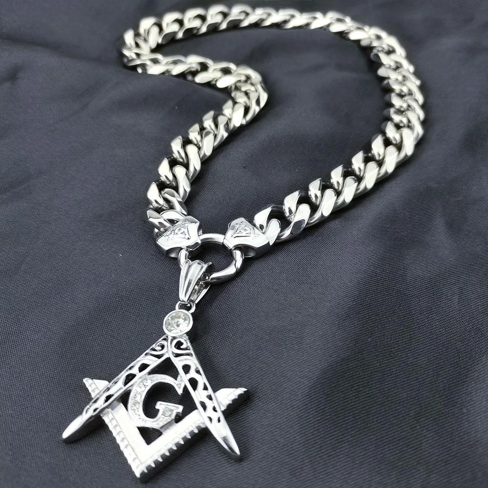 Men Women The Freemasonry Masonic Mason Pendant One Lap Chain Stainless Steel Burnishing Necklace