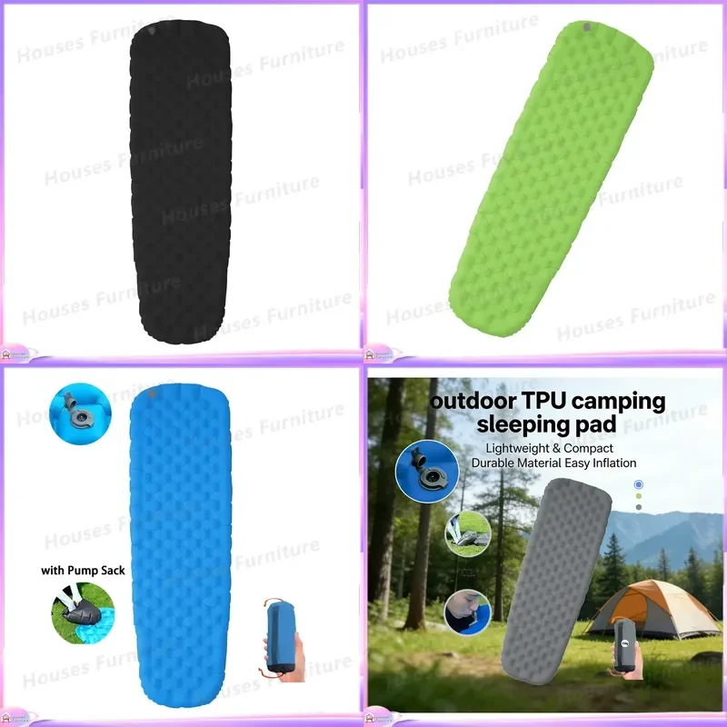 Ultra Light 40D Nylon TPU Laminated Inflatable Sleeping Pad 8.5cm Thick Double Lock Air Mattress Antibacterial for Hiking