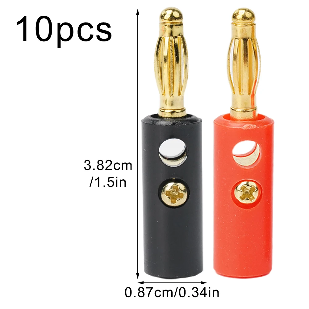 10 Pcs 4mm Black Red Banana Plugs Gold Plating Audio Speaker Wire Cable Screw Banana Lantern Plug For Most Speakers