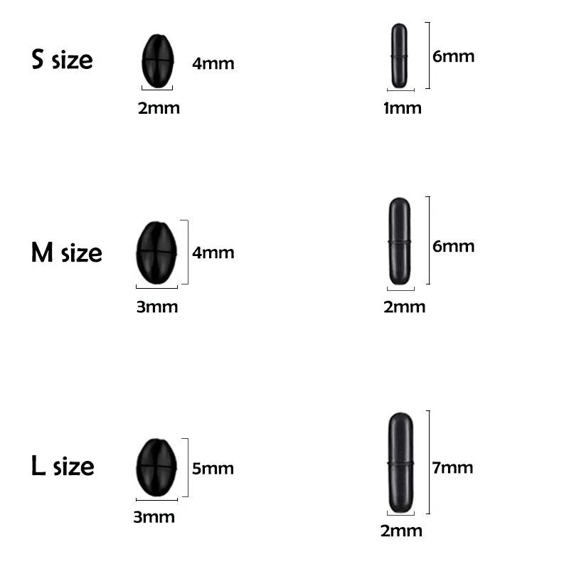 60pcs 10set Black Rubber Space Beans Oval Stopper Fishing Bobber Float Catfish Flotador Fishing Float Folat Line Stops gallery 5