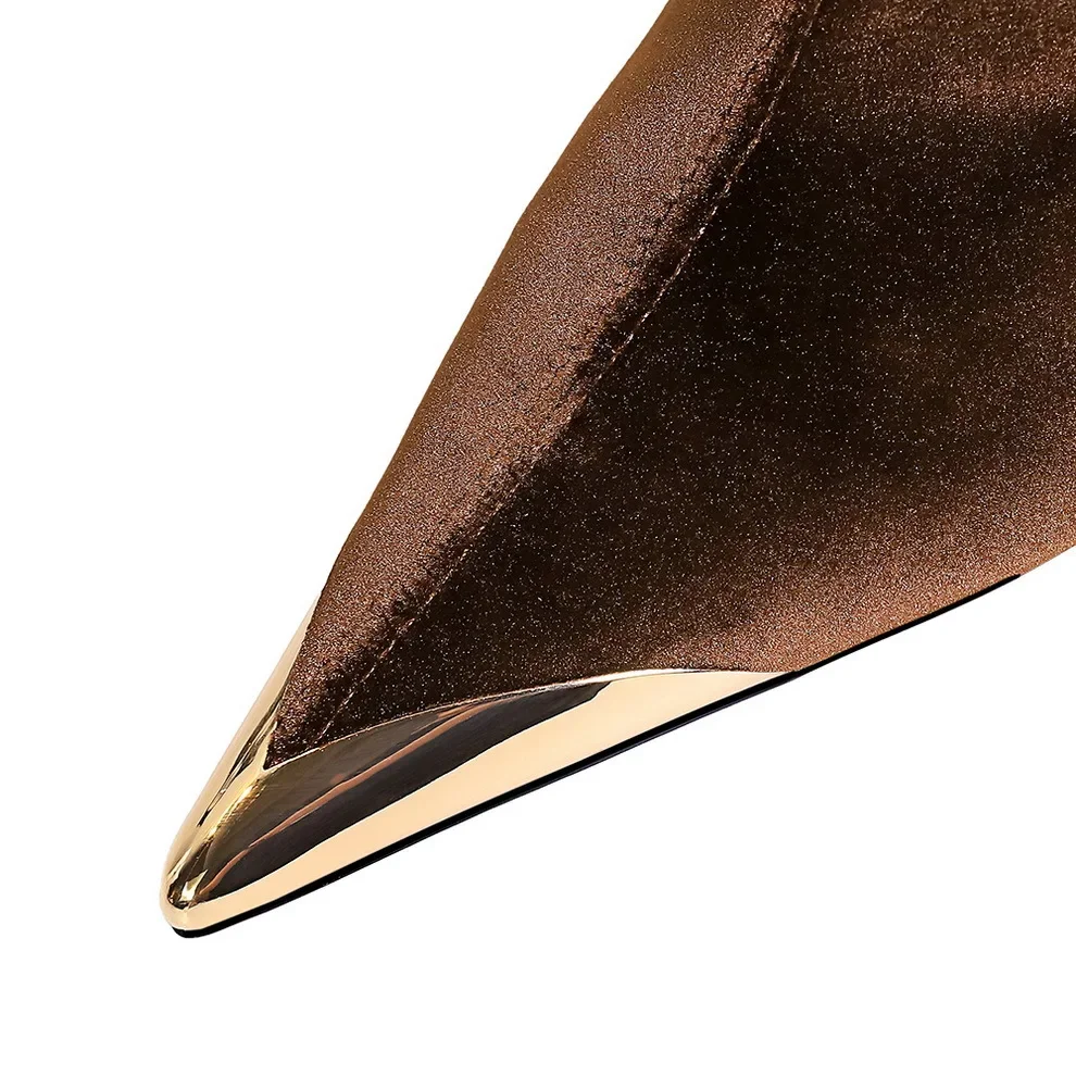 BIGTREE New Velvet Chunky Snow Boots Pointed Toe High Heels Ankle Boots for Women Shoes Fashion Trend Botas De Mujer