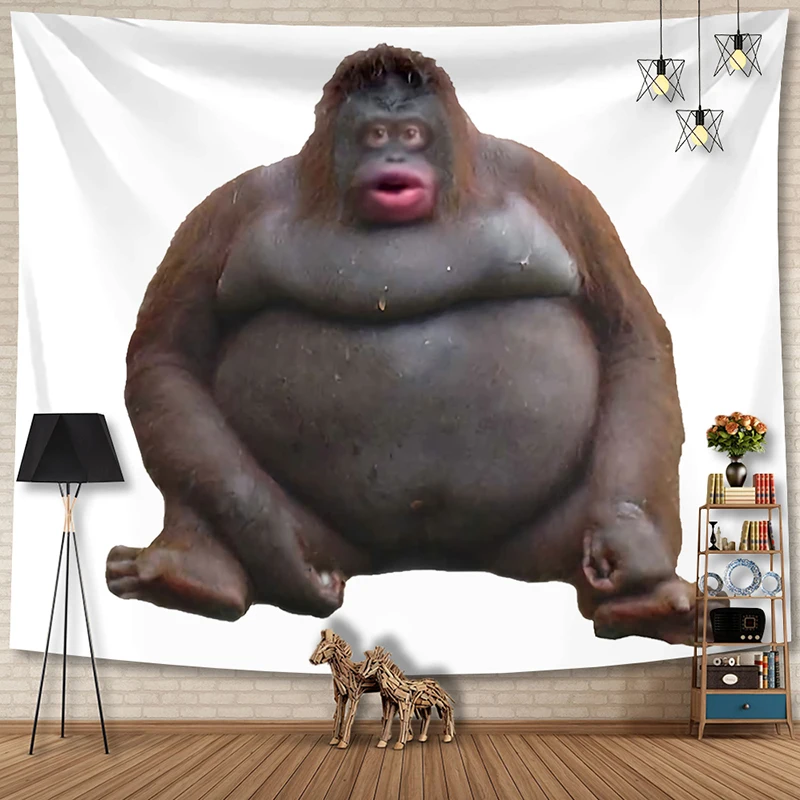 Hd Le Monke Uh Oh Stinky Chimpanzees Pattern Funny Wall Hanging Tapestry Boho Curtains Kawaii Room Decor  Hippie Meme Carpet