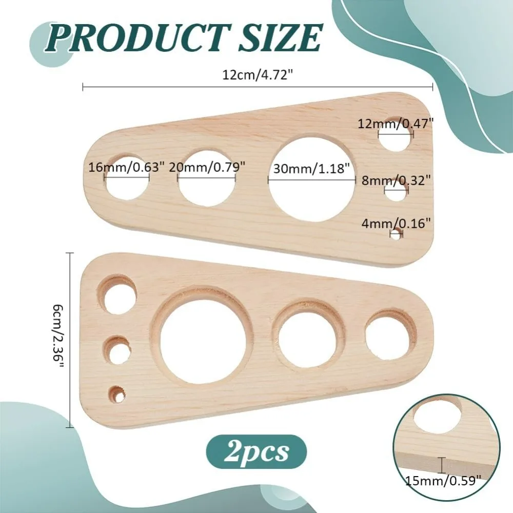 2pcs Safety Eye Tool for Amigurumi, Wood Safety Eye Tool for Attaching Safety Eyes and Washers Eyeball Gauge Board Insertion