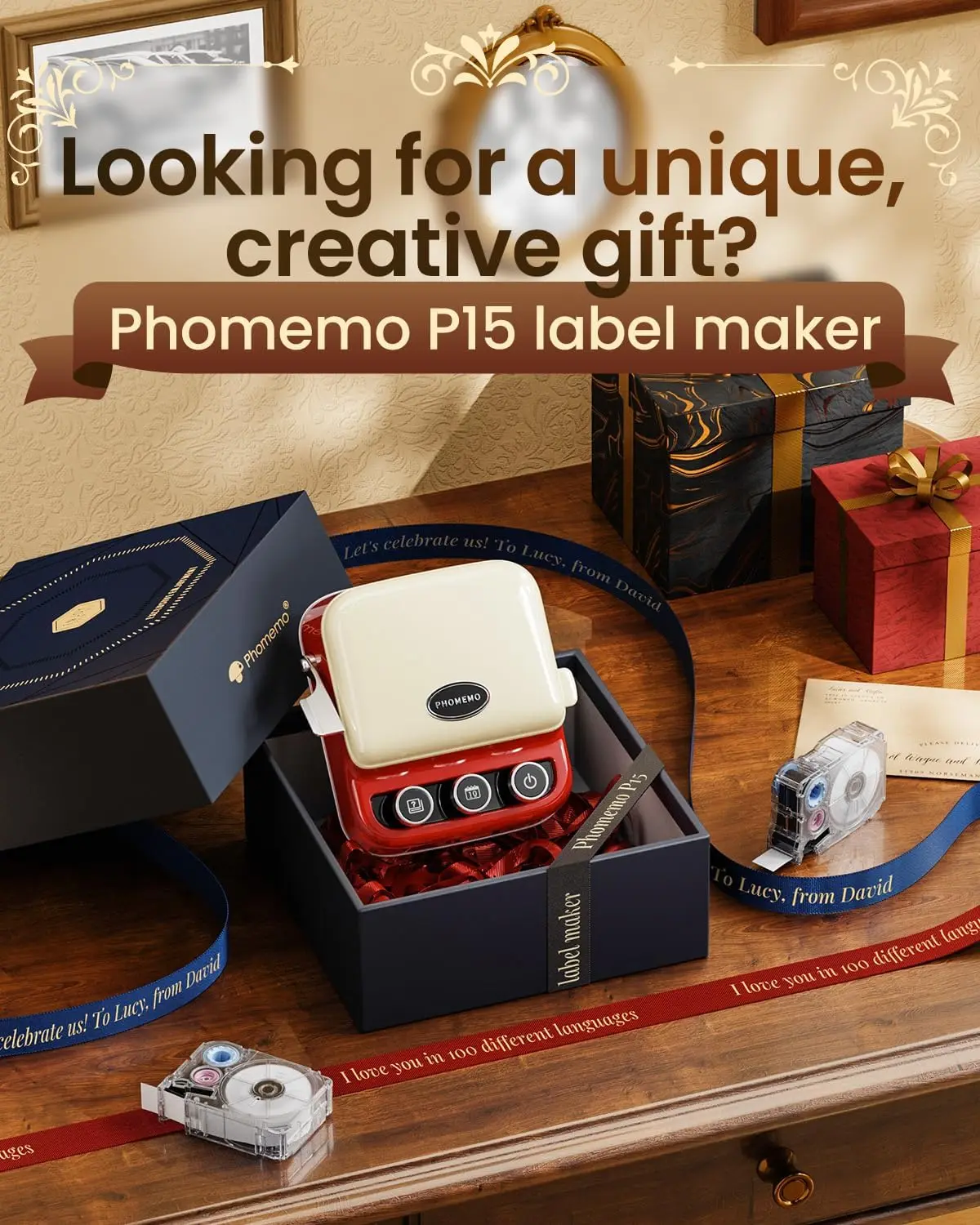 [New Version] Phomemo P15 Label Maker Printer 6-15mm Thermal Transfer Printing Printer Bluetooth Wireless Rechargeable Printer