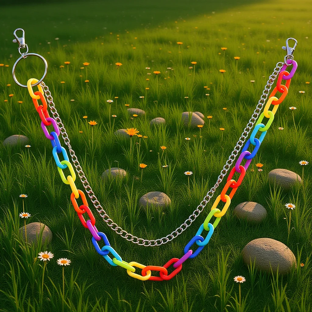 Cadena de cintura colorida de arcoíris para pantalones, cinturón de moda, accesorio de ropa fresco, accesorio de decoración de ropa elegante, 1 Uds.