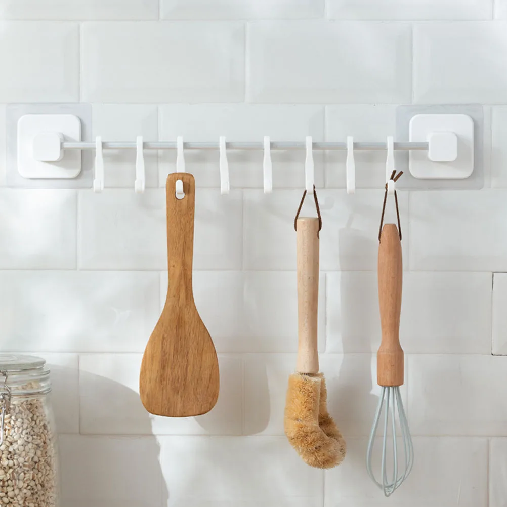 

1 set Kitchen Tool Hook Mounted Storage Organizer No Punching Needed for Pots Utensils Coats Hats Household Style