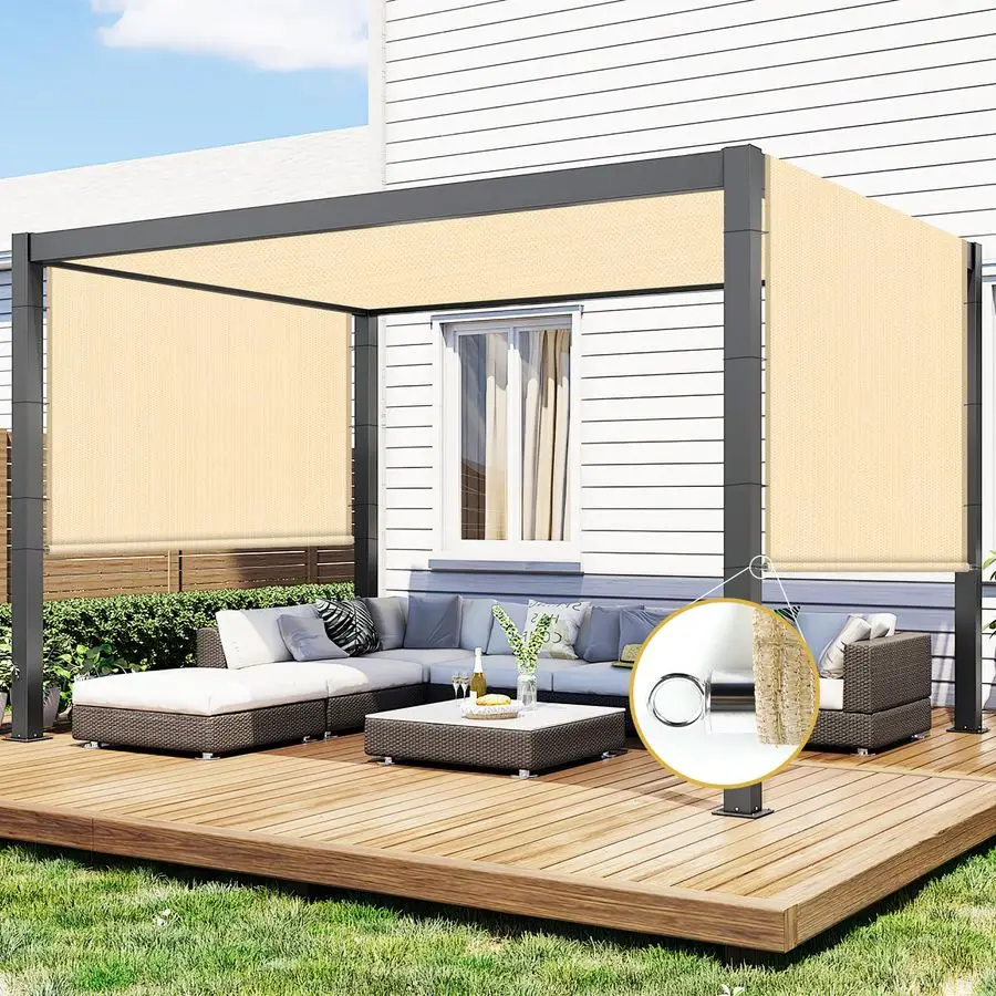 

10x16 Pergola Shade Cover with Weighted Rods amp Grommets, 90 UV Block Outdoor Sun Shade Cloth Canopy Replacement Cover for Pati