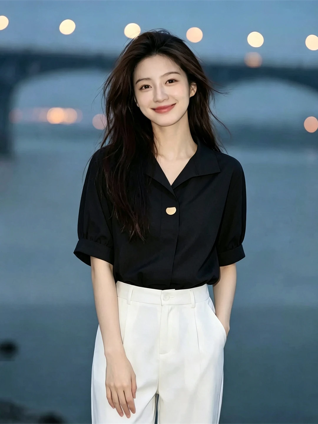 Summer 2026 Slim Fit Short Sleeve Shirt Commute Style Elegant Quality Korean Version Straight Tube Top Quality Silk Women's C...