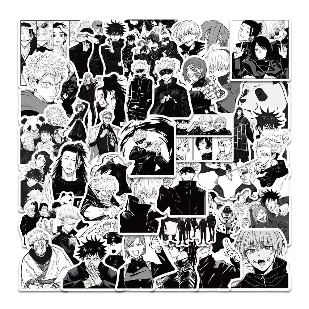 50 Stück Jujutsu Kaisen Muster-Graffiti-Aufkleber DIY Wasserfeste Aufkleber für Gepäck, Handyhüllen und personalisierte Dekoration