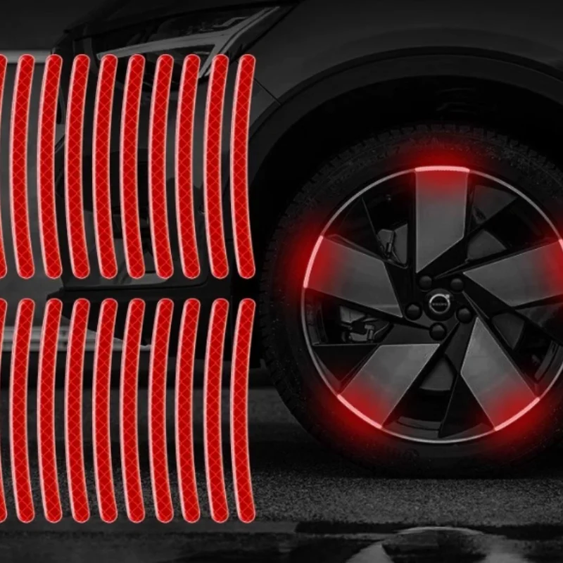 20Pcs Car Wheel Reflective Strips Colorful Hub Stickers Car Styling Decal Sticker Auto Moto Decor Decals Automobile Accessories