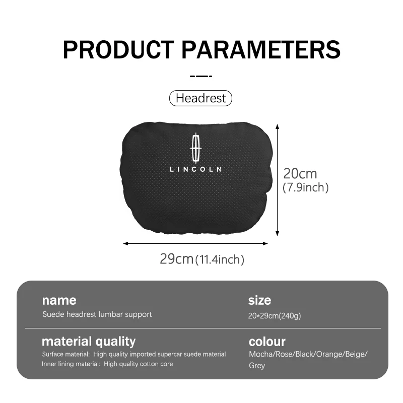 Car Neck Pillow Protective Lumbar Back Support Relieve Stress For Lincoln Aviator Navigator Continental Nautilus Flyer Corsair view 6