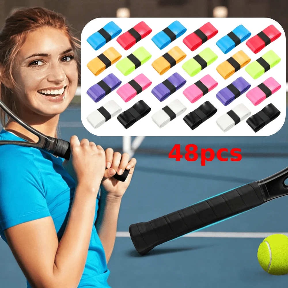 

48 шт. ленты для обмотки рукояток, удобная нескользящая лента для бадминтонных ракеток, теннисных ракеток, удочек и велосипедных рулей