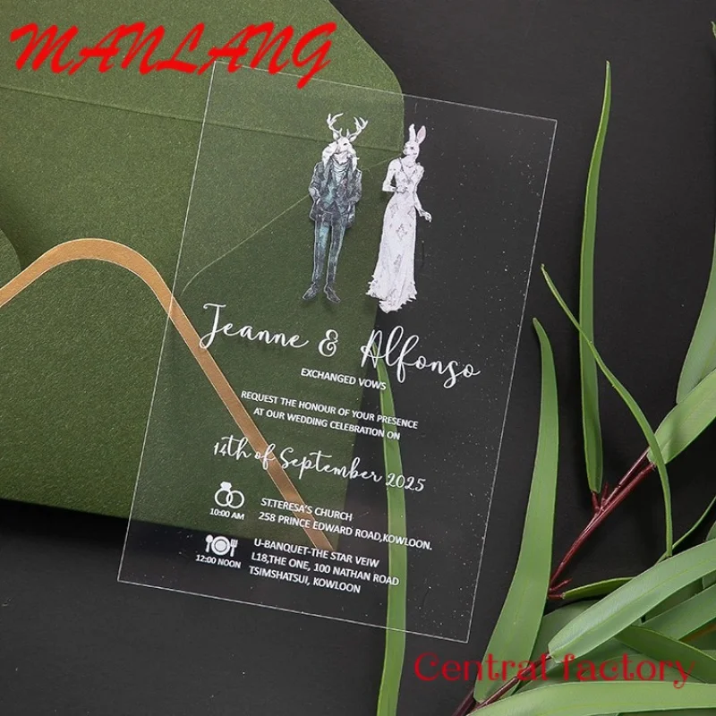 Tarjeta de invitación de boda transparente personalizada, tarjetas elegantes de lujo, fiesta, evento, Acrílico