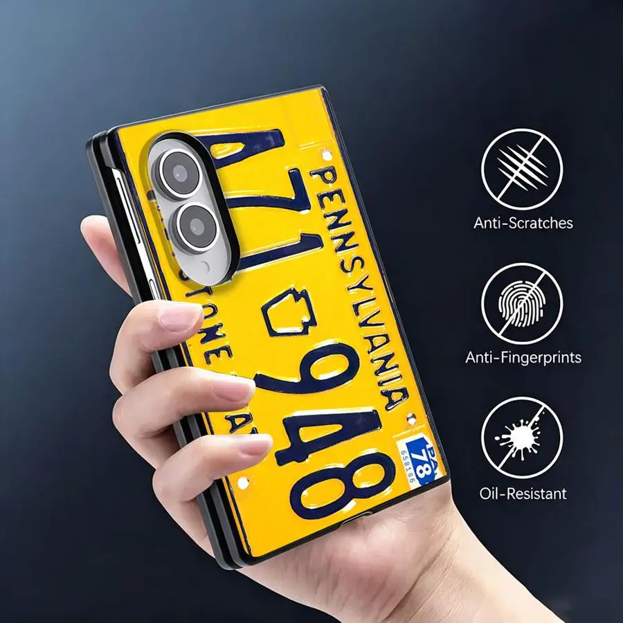 Retro Car License Plate Luxury Phone Cover Case for Samsung Galaxy Z Fold 8 ZFold8 ZFold Wide Z Fold8 Wide - view 5