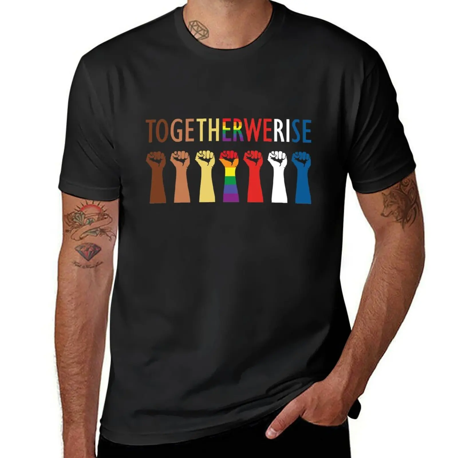 Together We Rise Unity Design T-Shirt quick-drying Short sleeve tee new edition funnys plain white t shirts men