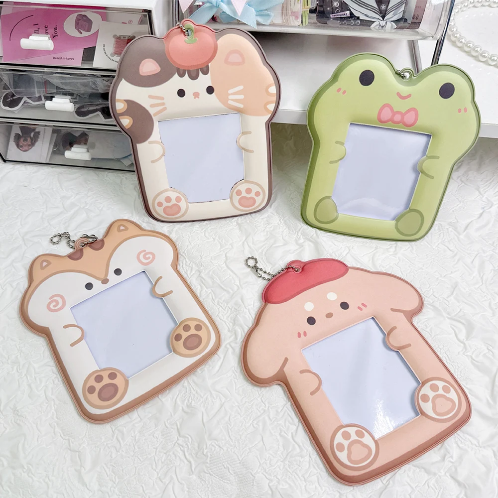 Creative 3 Inch Cute Animal Card Holder Photocards Protector Girl PVC  Bag Pendant Key Chain Photo Sleeves Lovely Soft Cartoon