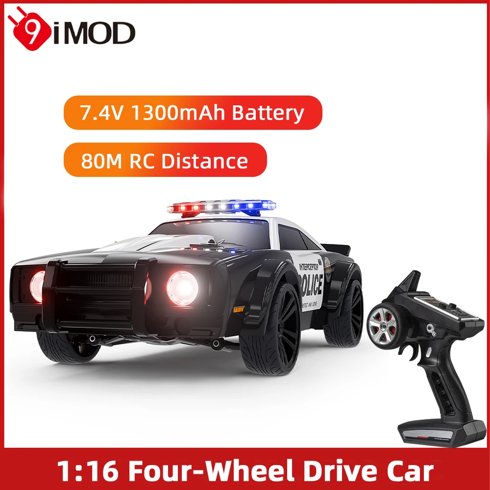 9IMOD 1:16 RC coche 35 KM/H vehículo de alta velocidad RGB luz doble reemplazar neumáticos coche de carreras de deriva SG-1614 Control remoto policía muscular