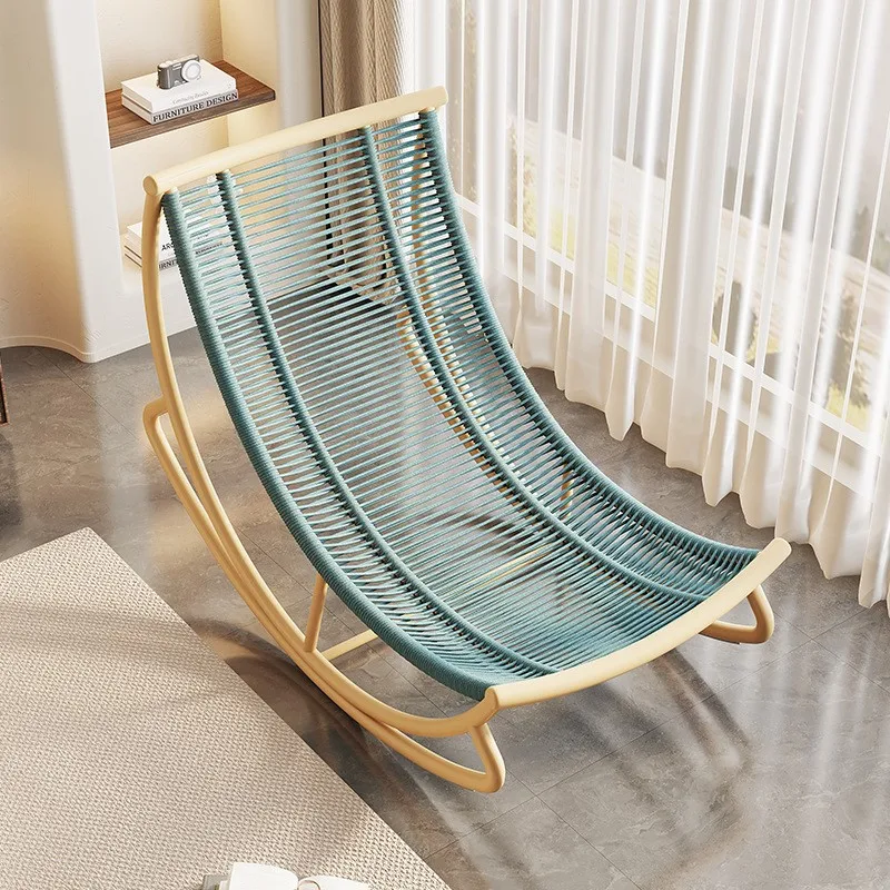 Leisure Lazy Style Metal Rocking Chair Can Be Used As A Lazy Sofa Home Living Room Balcony Nap Leisure Single Rope Rocking Chair