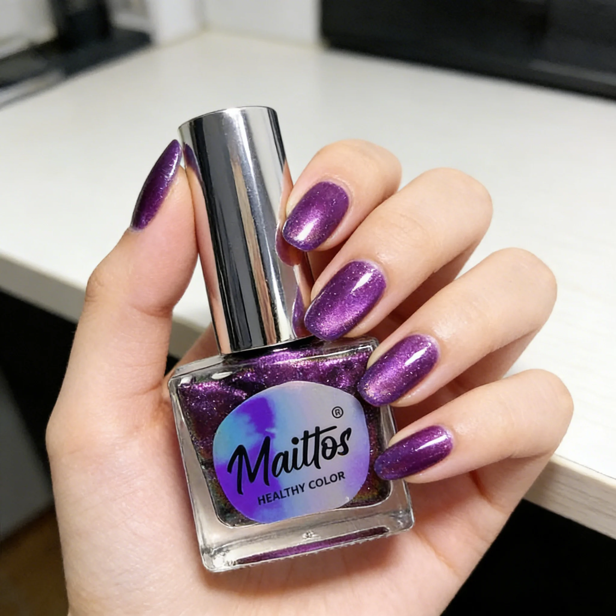 12mlx4 [516/520/532/535] No-bake Cat Eye Water-based Nail Polish, Odorless, With Magnet, Dries Quickly, No Need UV Lamp, Easy Te
