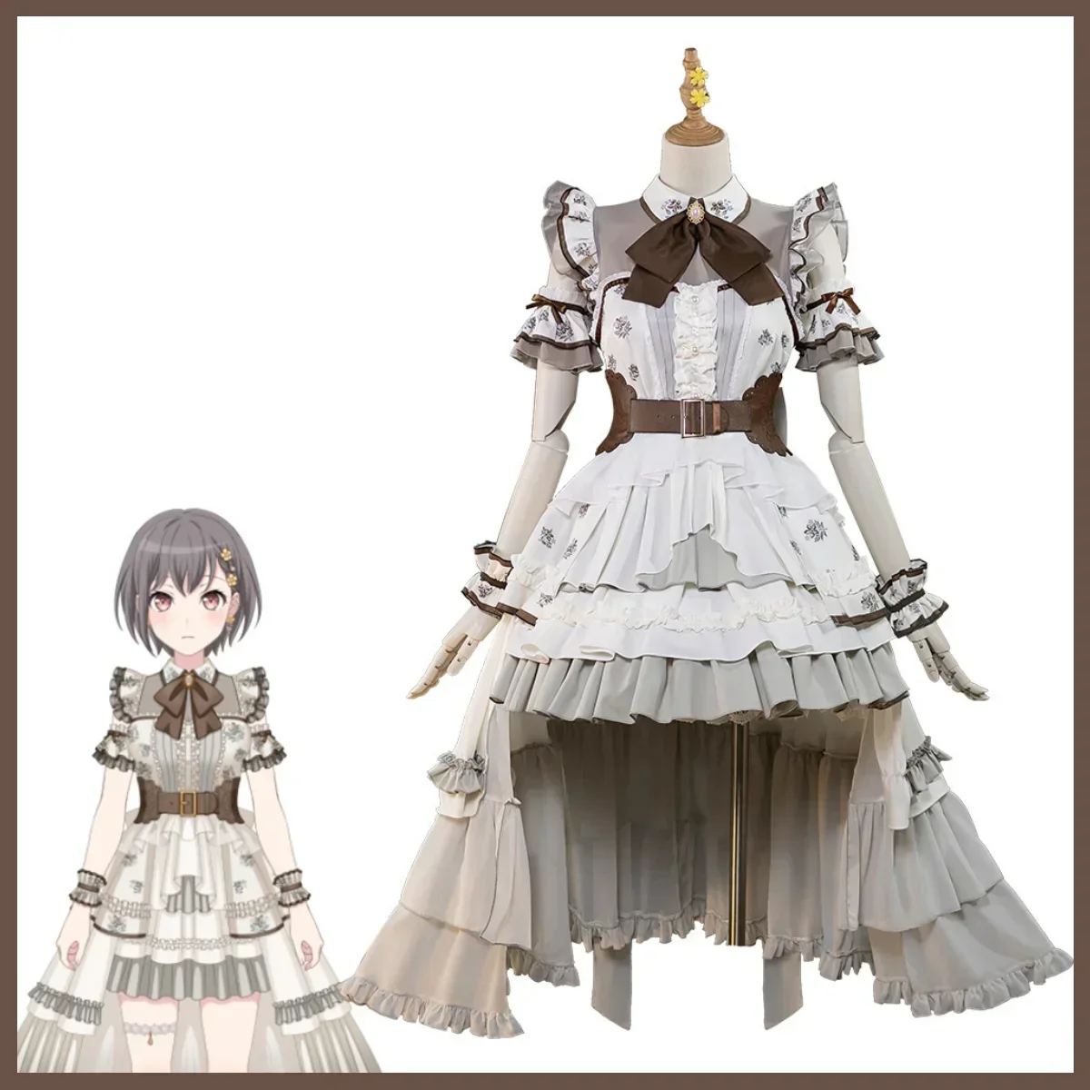 Bangdreammygoアニメ!! 高松と森-女性のための白いプリンセスドレス,コスプレ衣装,ロリータスカート,白いかつら,カーニバルスーツ,誕生日パーティー