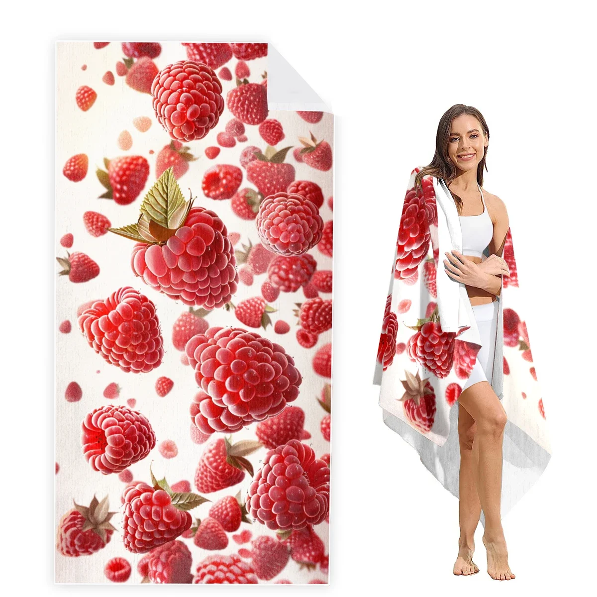 

Raspberry Beach Towel Oversized,Super Absorbent Sand Free Thick Microfiber Beach Towel,Beach Towels for Kids,Men,Women