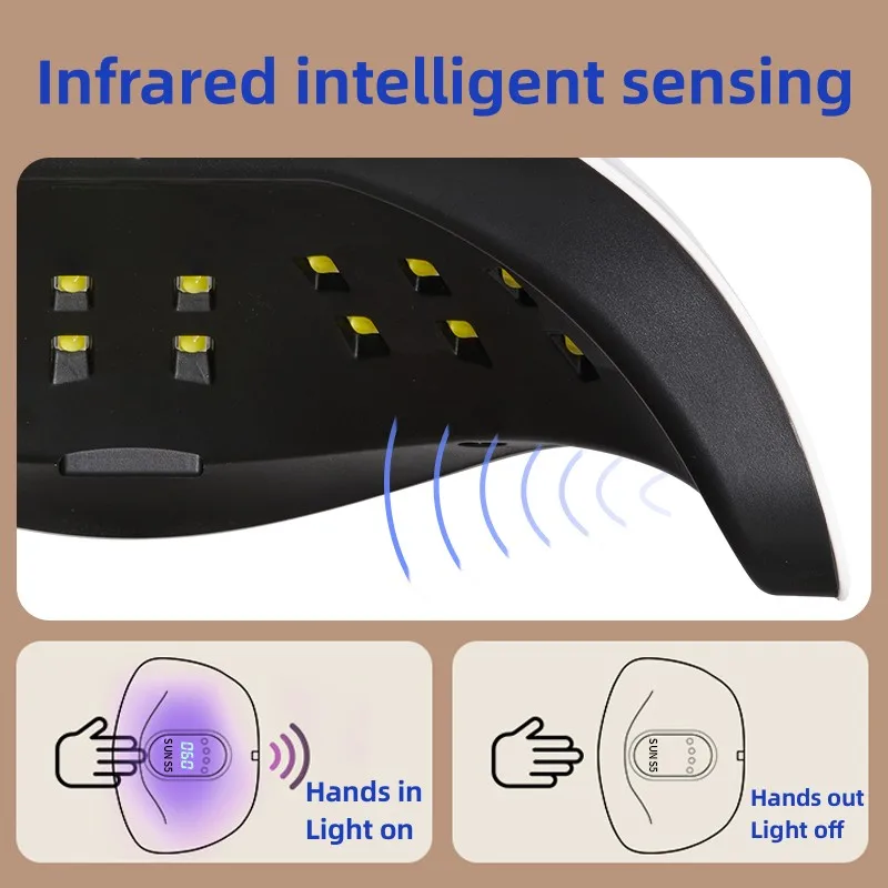 โคมไฟ LED UV สูงสุดสำหรับเครื่องเป่าเล็บโคมไฟอบแห้งเล็บ66หลอดเคลือบเจลยูวีพร้อมหลอดไฟยูวีจอ LCD สำหรับร้านทำเล็บ