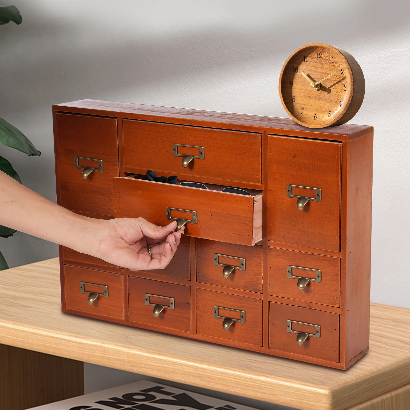 

20.08*3.94*13.78in 12 Drawers Storage Box Indoor Drawers Organizer for Documents Office Supplies Books