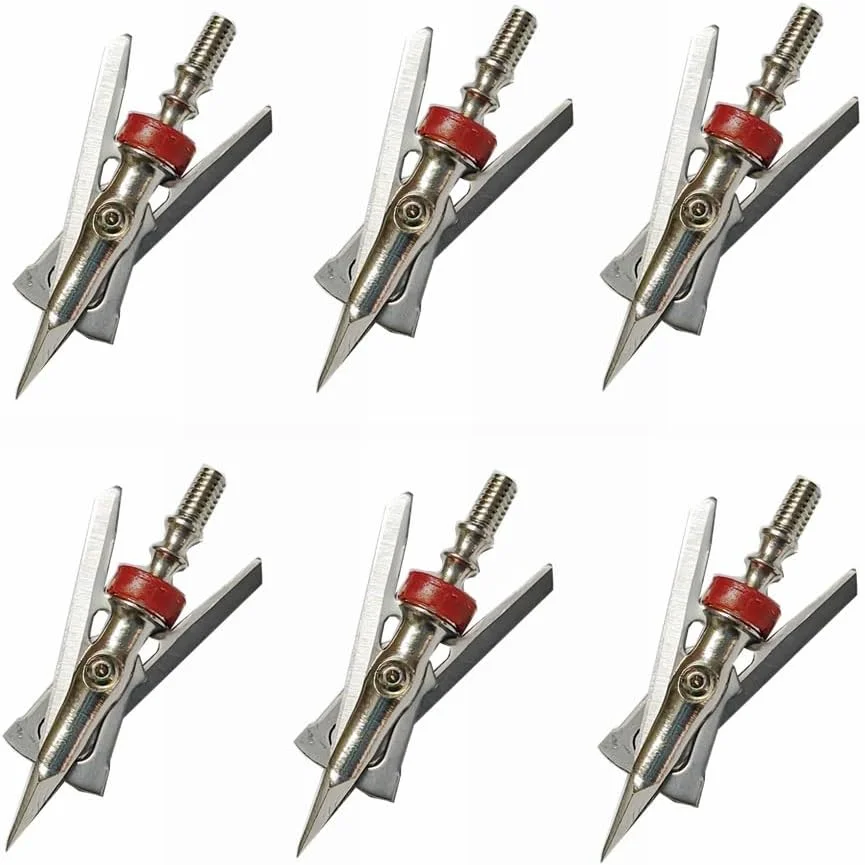 6 PCS Mechanical Broadhead 100 Grain, 2 Blade Broadhead, Hunting Broadhead, 1.96