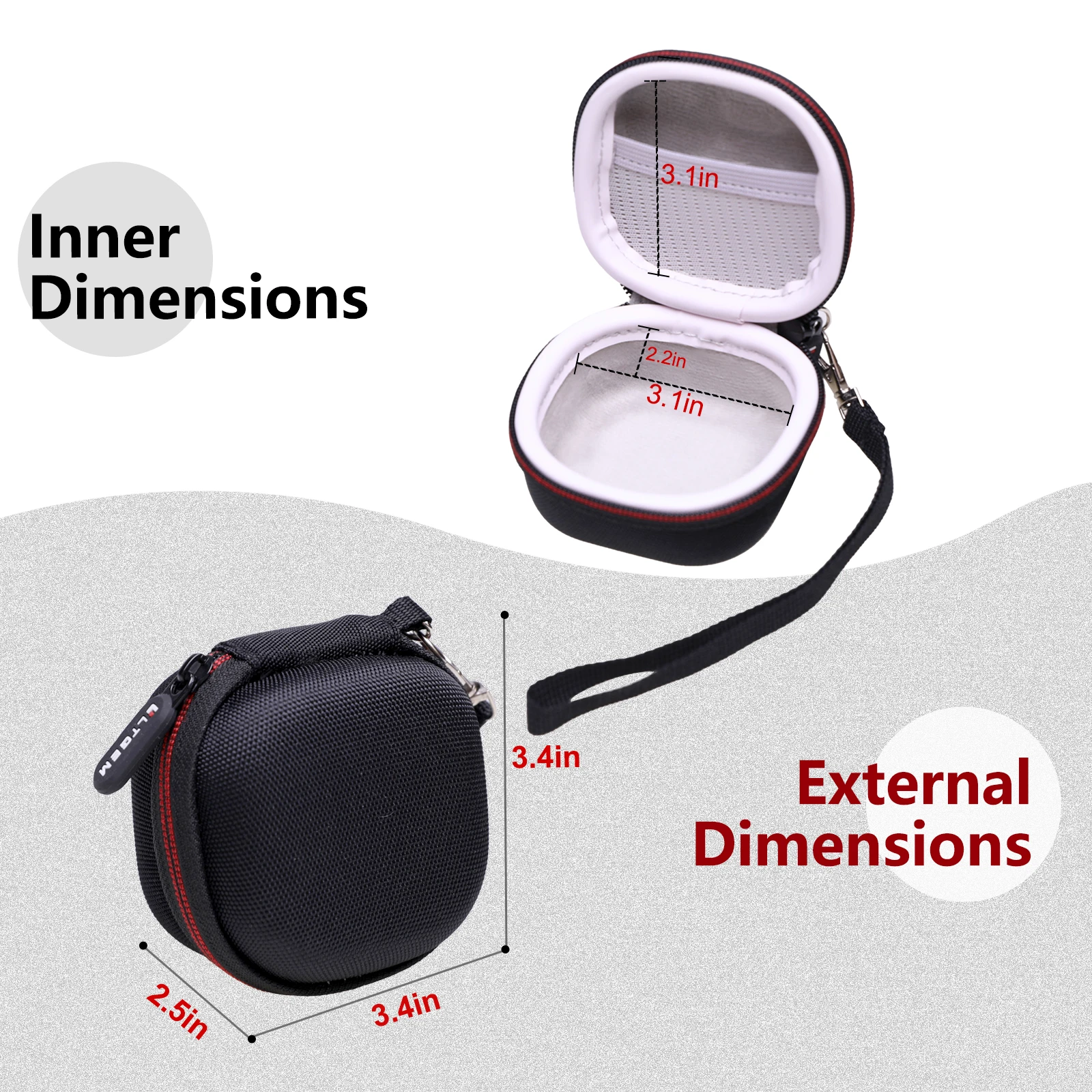 Estuche rígido de EVA para Beats Fit Pro/Beats Fit Pro x, correa de mano desmontable y bolsa protectora con bolsillo de malla incorporado (solo estuche!)