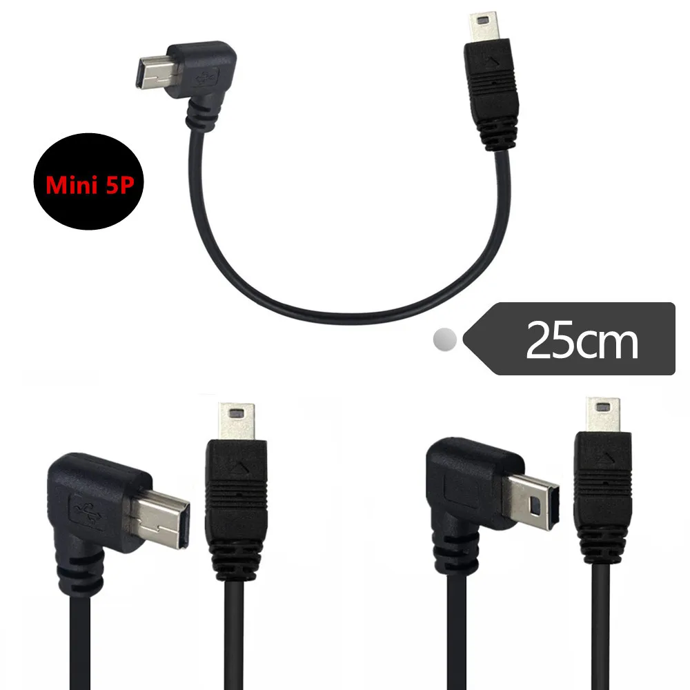 Mini Usb Type B Male To Male 5 Pin Converter Otg Sync Adapter Lead Data Cable 25cm For Hard Disk Digital Camera Phone Data Line