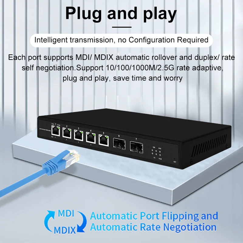 JT-COM 5 Port L2 Web Managed 2.5Gps PoE with 2*10G SFP+ Switch and 5 or 8 Port L2 Web Managed 2.5Gps PoE Switch