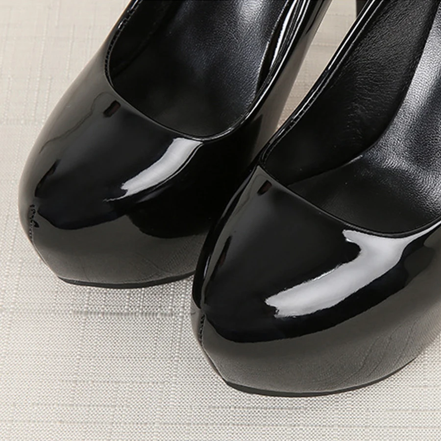 10/12cm Thin Heel Ladies Office Shoes Black Patent Leather Fashion Platform High Heels Pumps Women 2024 New Shallow Party Shoes