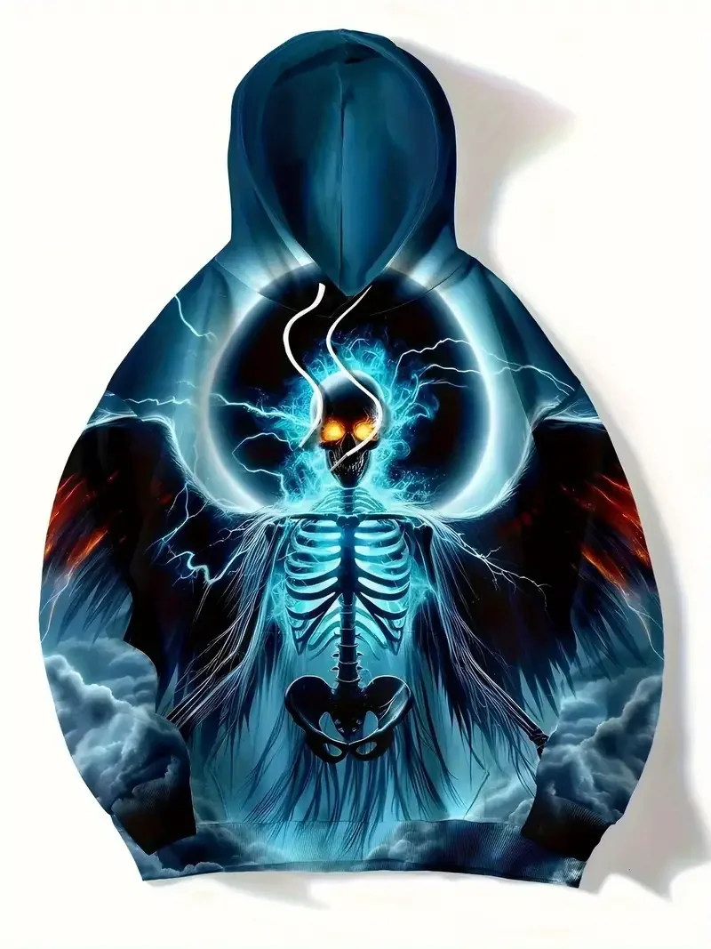 Horror Bloody Heren Hoodies Herfst En Winter Nieuwe Halloween Element Sweatshirts Grappige 3D Schedel Gedrukt Truien Herenkleding