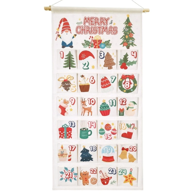 Weihnachts-Adventskalender mit 24 Taschen für Süßigkeiten, kleine Geschenke und Nachrichten 3XUF – Detail 1