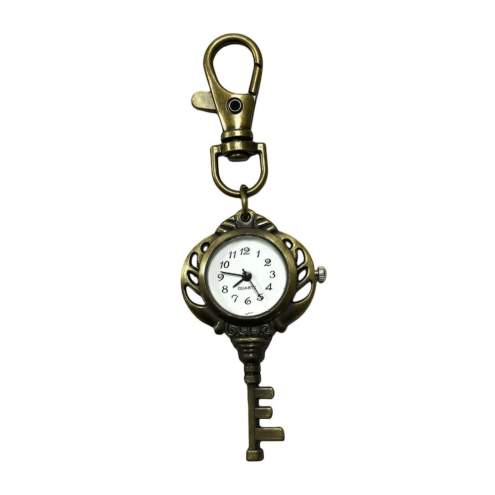 Portable Alloy Quartz Pocket Watch Antique Copper Retro Keychain Watch Keychain Pendant Gift