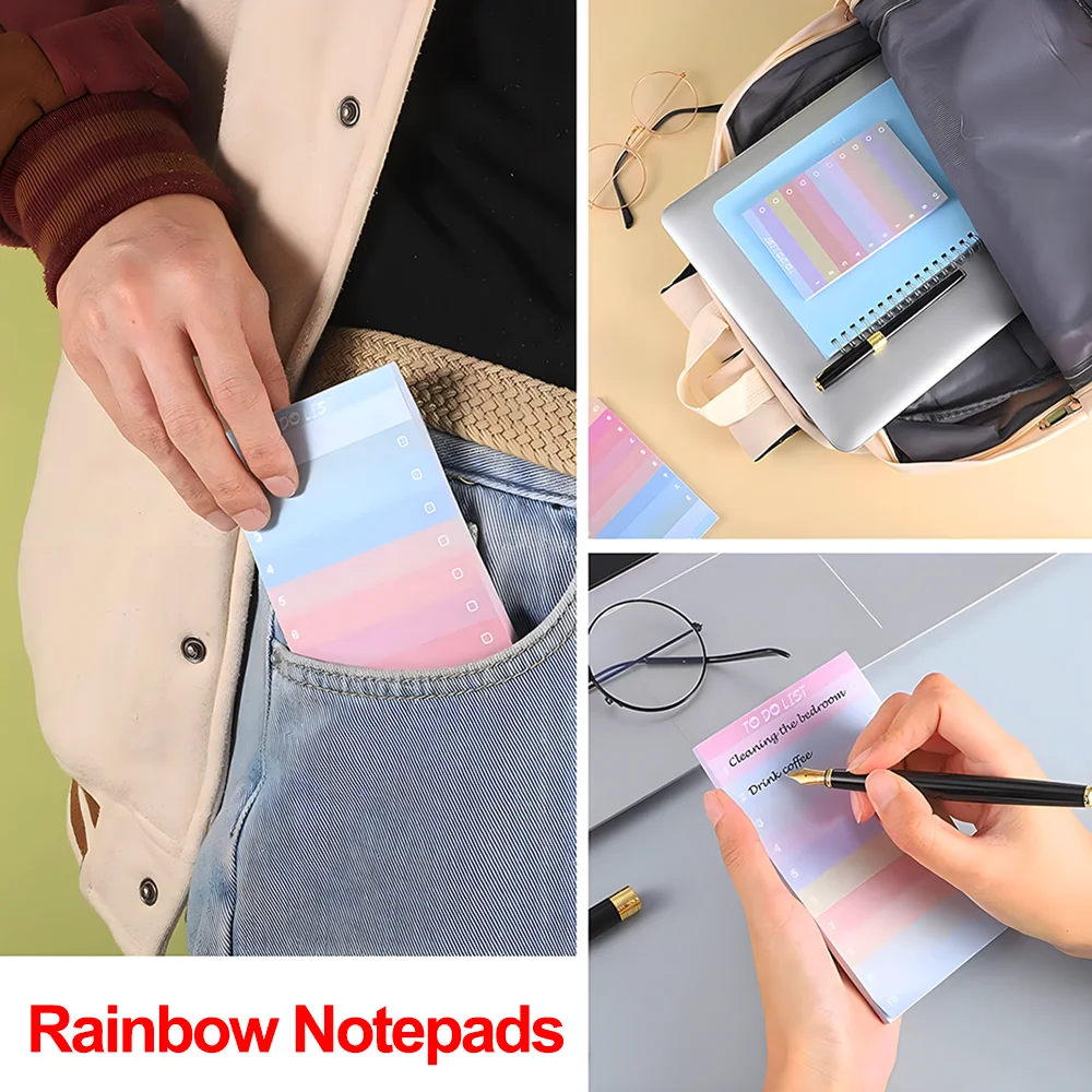 Korean Rainbow Memo Pad Planners Check List To Do Shopping Agenda Notebook Notepad Aesthetic Stationery School Office Supplies