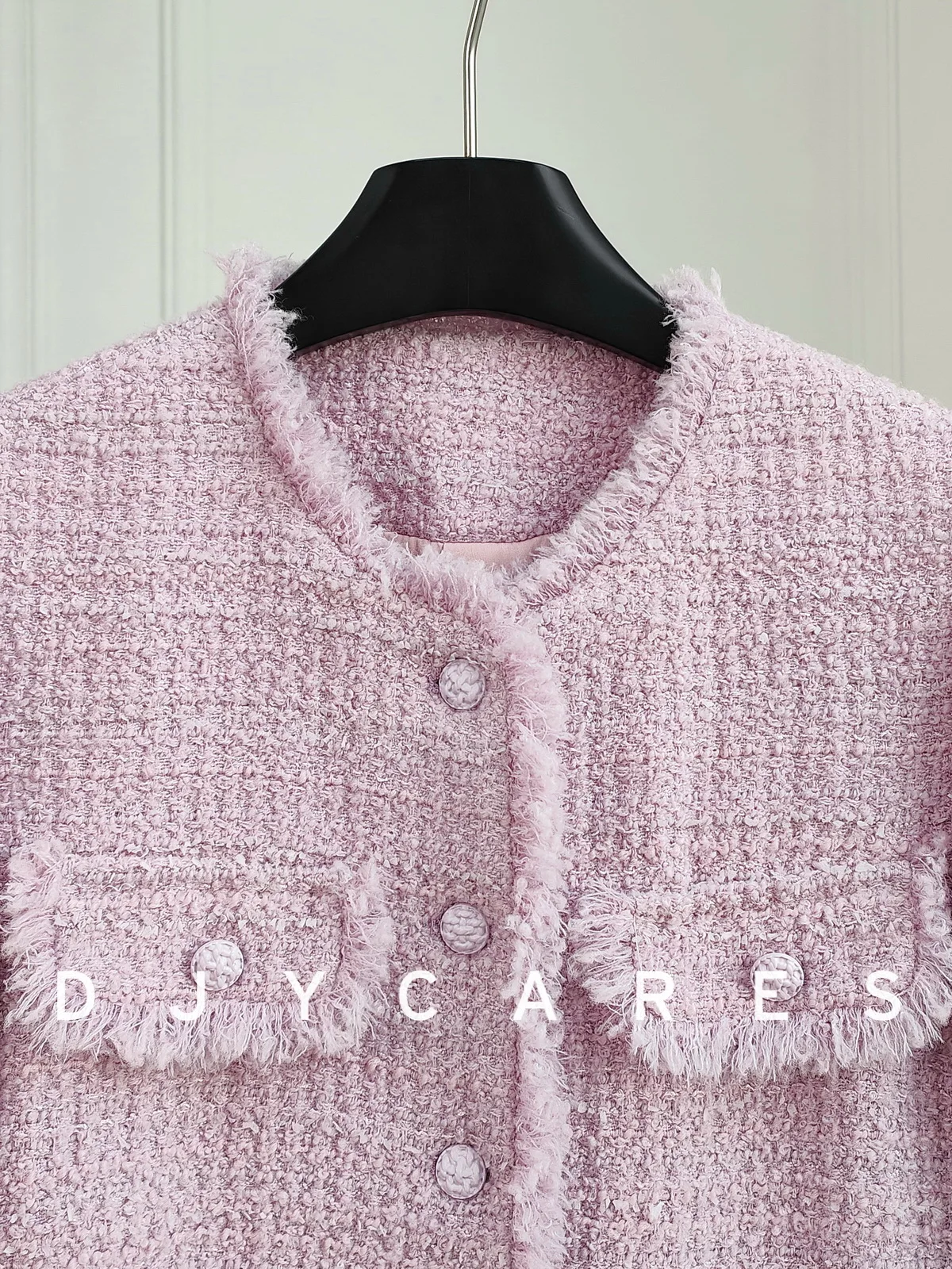 New Coarse tweed high-end round neck tassel jacket versatile big  size