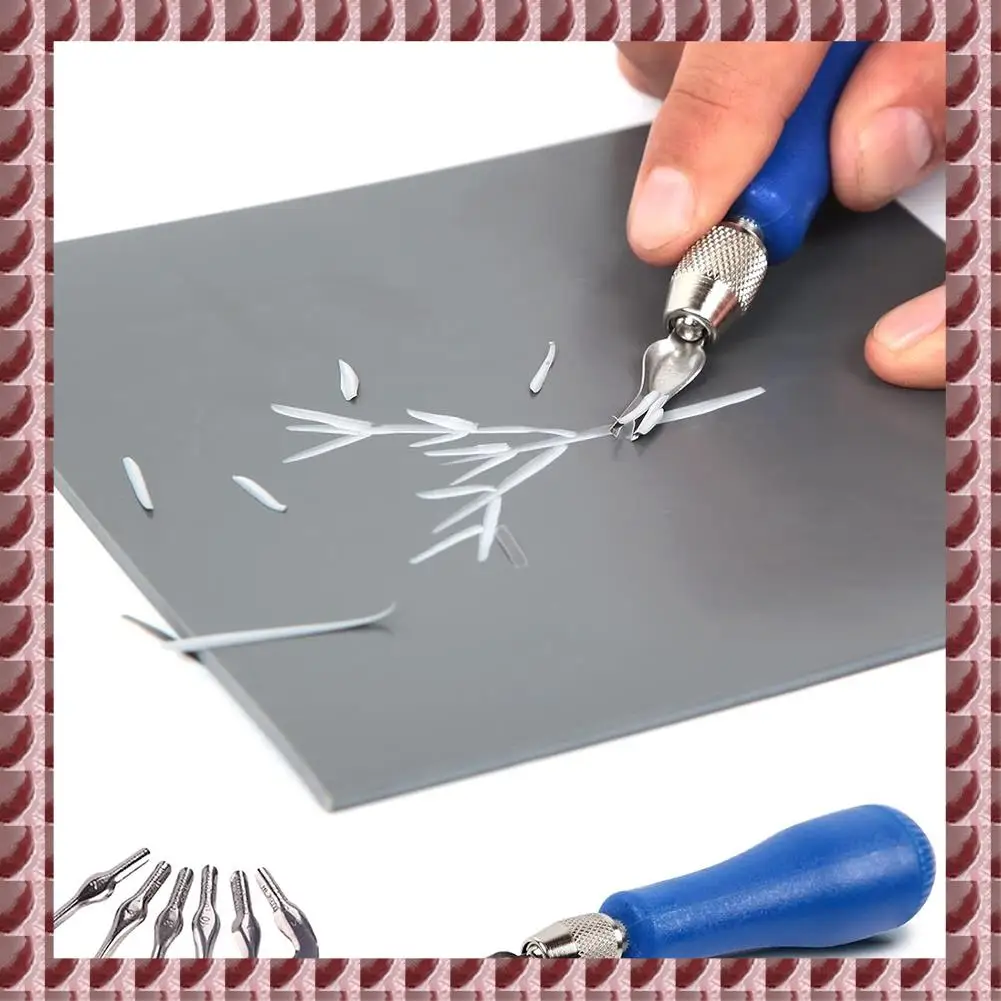 

Резаки для художественных блоков A95G — инструменты для резьбы по линолеуму с лезвиями 12 шт. (6 типа) и 2 пластиковыми ручками для хранения