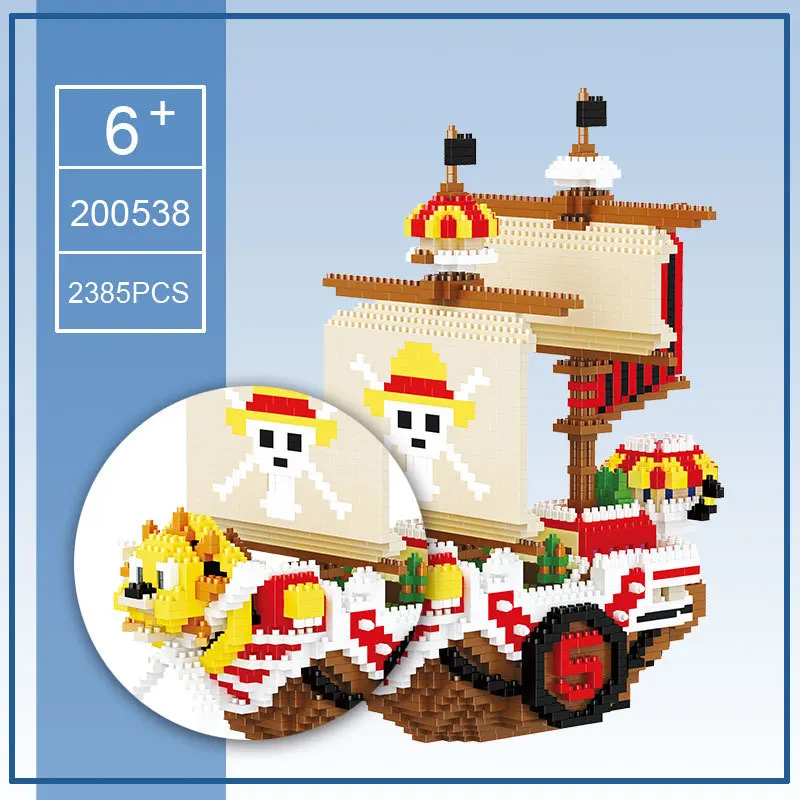 One Piece THOUSAND SUNNY Building Block Diamond Bricks Anime Going Merry Pirate Ship Mini Toy Figure For Children