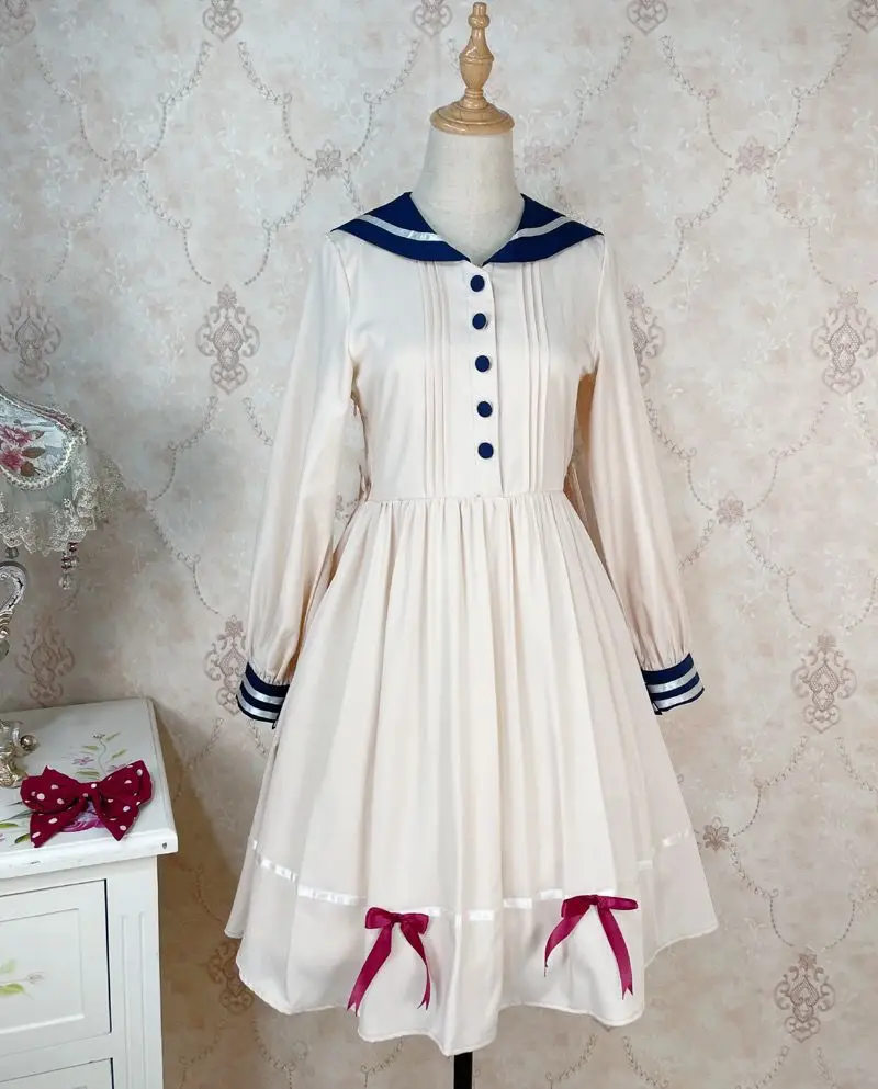 

MAGOGO Daily long-sleeved naval collar school-style dress, sweet Lolita-style dress