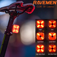 RAVEMEN CL06 Rear Bike Light USB-C Rechargeable Bicycle Brake Warning Flashing Tail Light Sensor Road Cyclists Waterproof IPX6